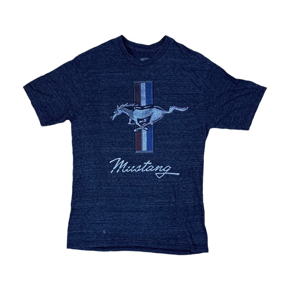 Ford Mustang Graphic T-Shirt Mens Small Blue Excellent Heathered Short Sleeve